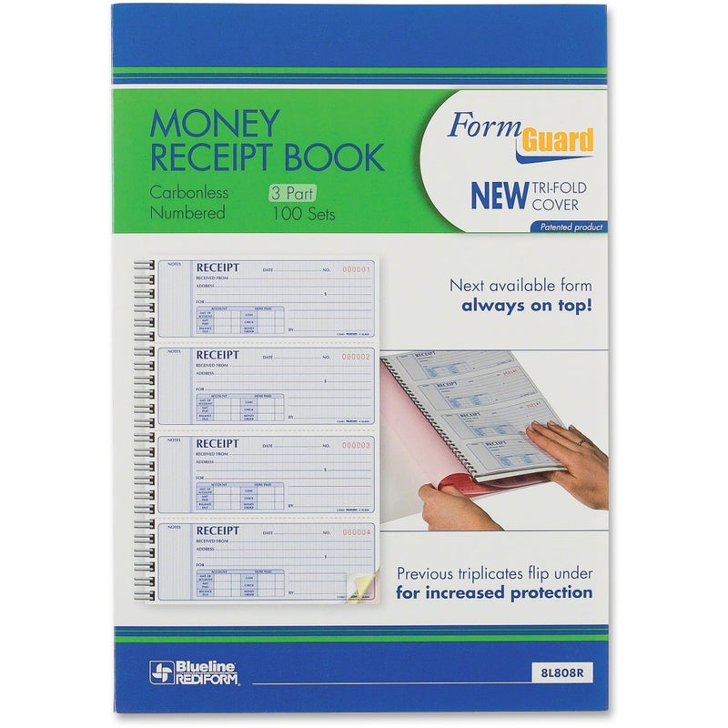 Rediform Formguard Money Receipt Book, 2.75 x 7 Inch, 4x100 Receipts (8L808R) - Image 2